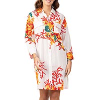 ROBE CHEM CORAIL FLEURI BLANC - Terre Rouge