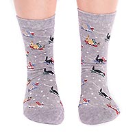 AMARYLLIS CAT SOCKS GREY - Thought