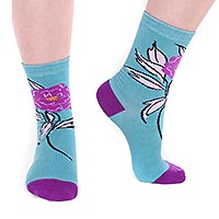 ROSSA FLORAL SOCKS PEACOCK - Thought
