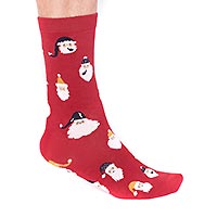 SNOWMAN SOCKS BRIGHT RED - Thought