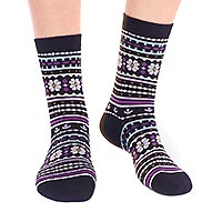 WAVERLY PATTERN SOCKS BLACK - Thought