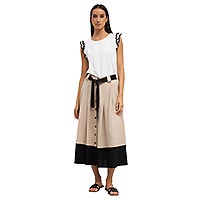 JUPE SISSI BEIGE ET NOIR - Tinta Style