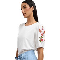 TSH GALICY BLANC BRODERIE MULTI - Tinta Style