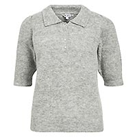 ANNE KNIT POLO MED GREY MEL - Object