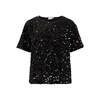FAITH O NECK SEQUIN BLACK - Vila