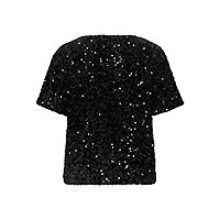 FAITH O NECK SEQUIN BLACK - Vila