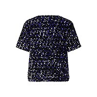 FAITH O NECK SEQUIN NAVY - Vila
