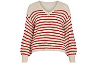 POCA STRIPES VNECK RED WHITE - Vila