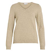 RIL V NECK KNIT TOP MUD - Vila