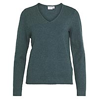 RIL V NECK PINEDARK MELANGE  - Vila