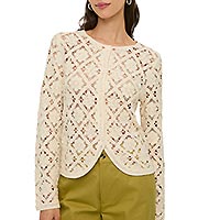 CARDIGAN CROCHET ECRU - Yerse