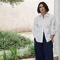 CHEMISE COQUETTE BLANC BRODE - Yerse
