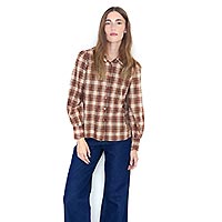 CHEMISE ITZIA CARREAUX MARRON - Yerse