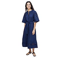 MAXI DRESS HANA BLEU BRODE - Yerse