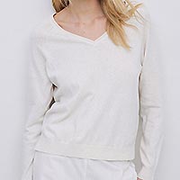 PULL CLARA V ECRU - Yerse