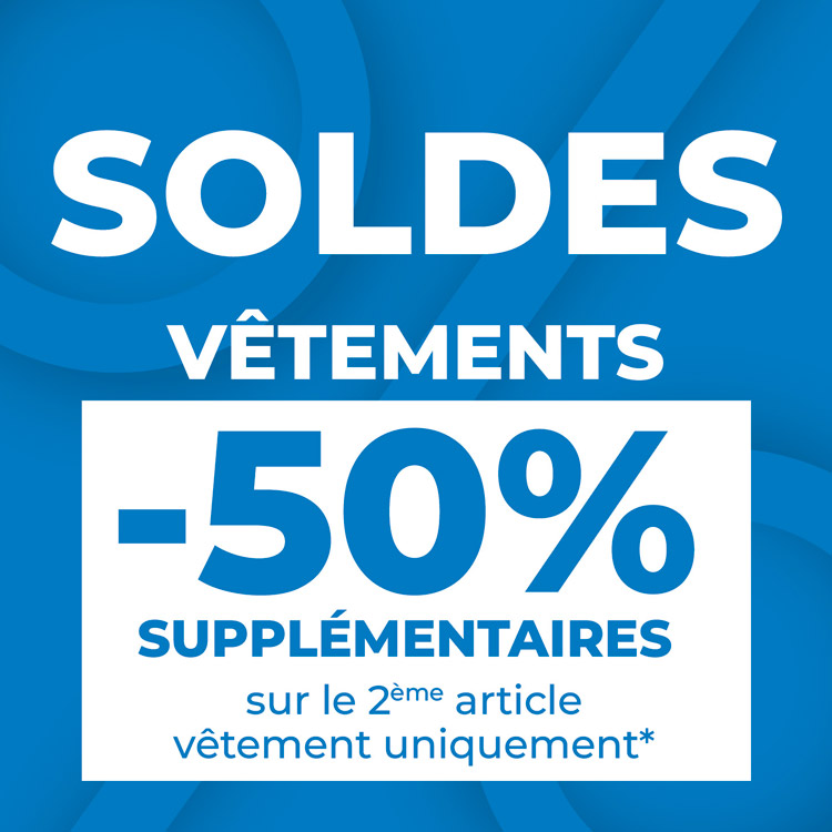 Découvrez nos soldes d'été sur les vêtements femme et homme et profitez de -50% sur le 2ème article vêtement