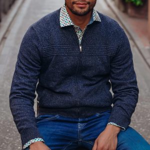 CARDIGAN MELANGE NAVY – Image 3