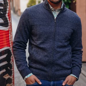 CARDIGAN MELANGE NAVY – Image 4