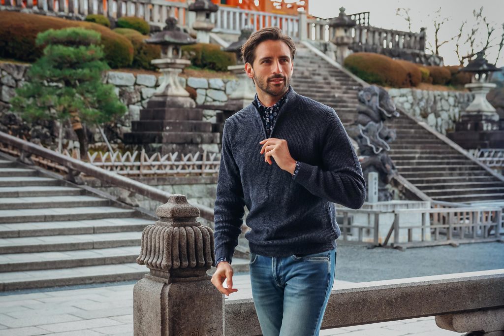 PULLOVER MOCKZIP NAVY